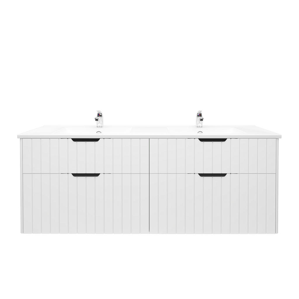 1500mm Aria Matte White Mdf Four Drawers Wall Hung Bathroom Vanity Cabinet Only With Handle