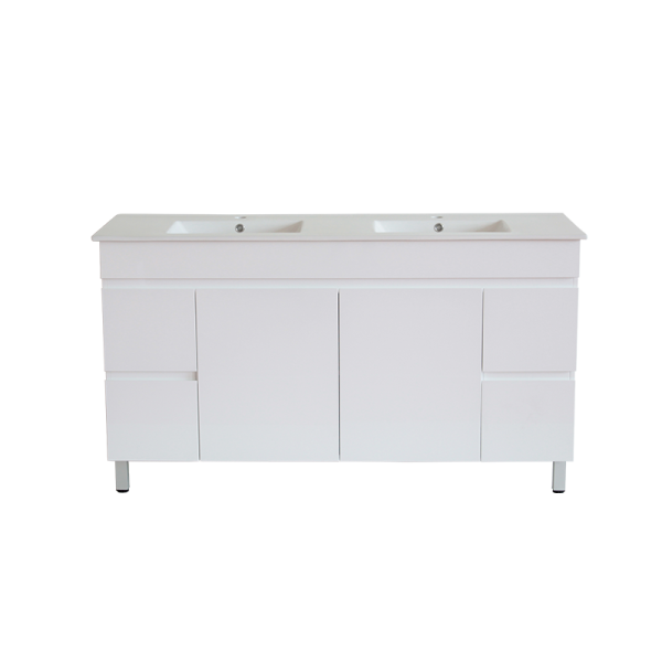 [50493] 1500*450*710mm Freestangding Gloss White PVC Vanity Cabinet Only