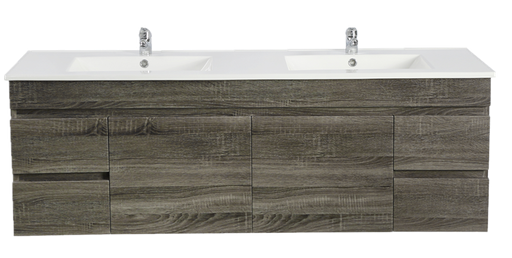 1500mm Dark Grey MDF Wall Hung Bathroom Vanity Cabinet Only PVC Vacuum Filmed