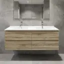 1500mm White Oak MDF 4 Drawers Wall Hung Bathroom Vanity Cabinet Only