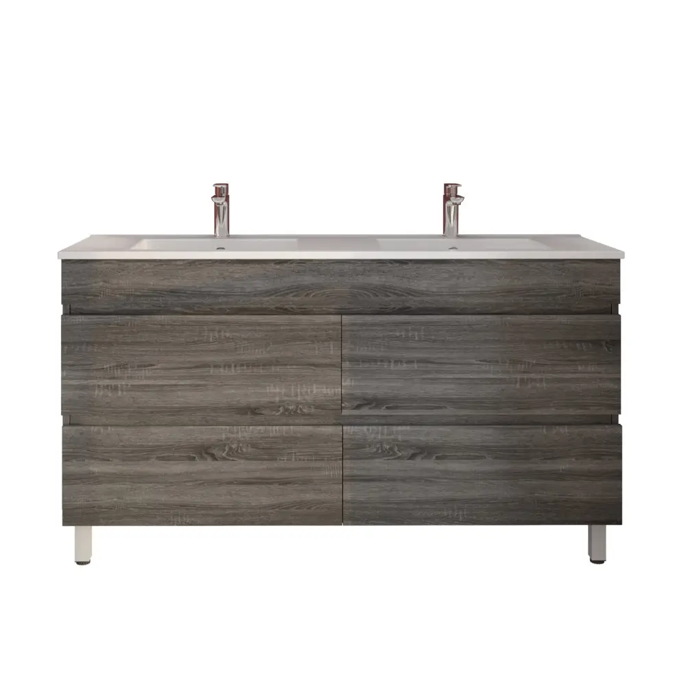 [93054/DG1546L-D] 1500mm Dark Grey MDF 4 Drawers Freestanding Bathroom Vanity Cabinet Only
