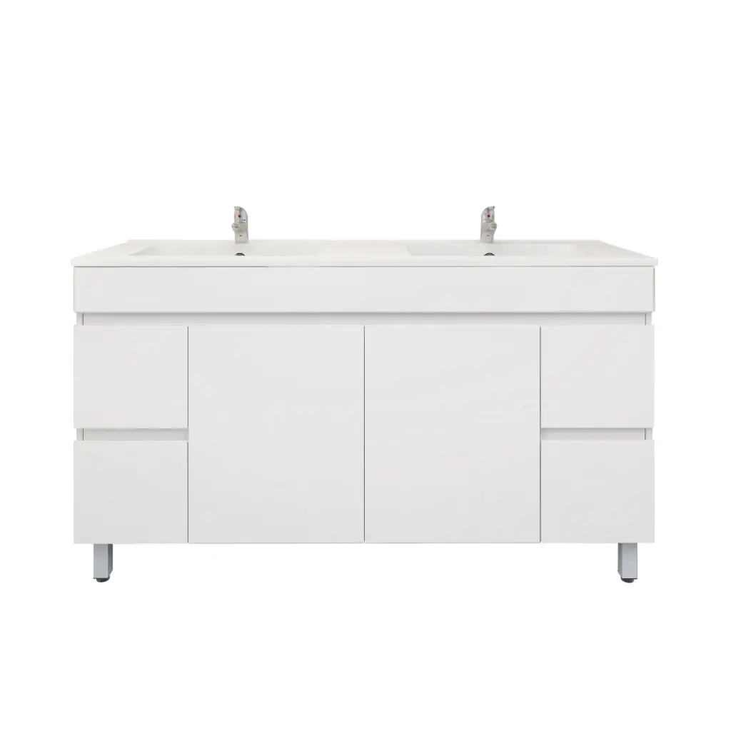[92026/PVC154L] 1500mm Freestanding with Legs Bathroom Vanity Cabinet Only PVC Gloss White