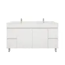 1500mm Freestanding with Legs Bathroom Vanity Cabinet Only PVC Gloss White