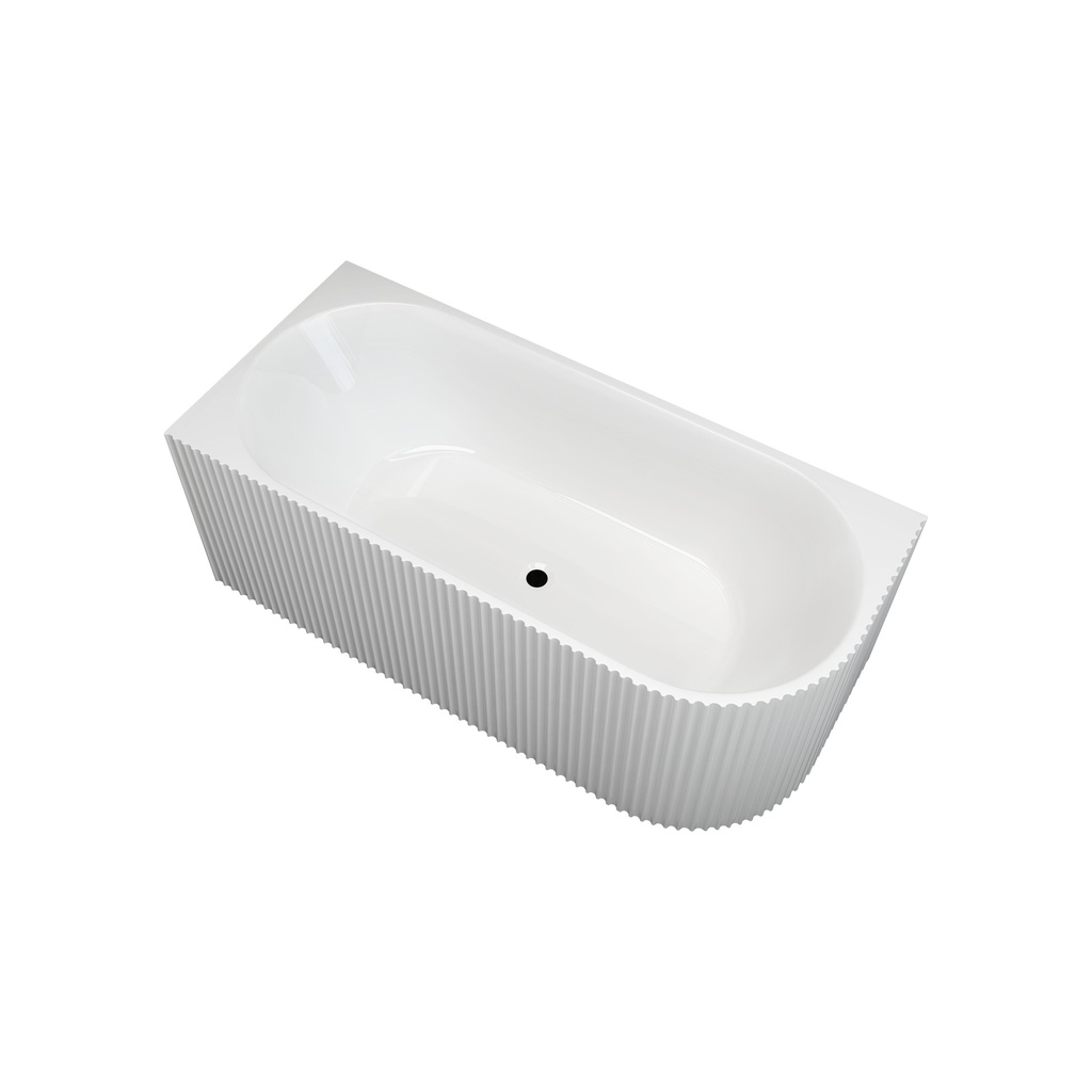 [75131/KBT1500-LC] 1500mm Kiama Grooved Gloss White Left Corner Fit Bathtub