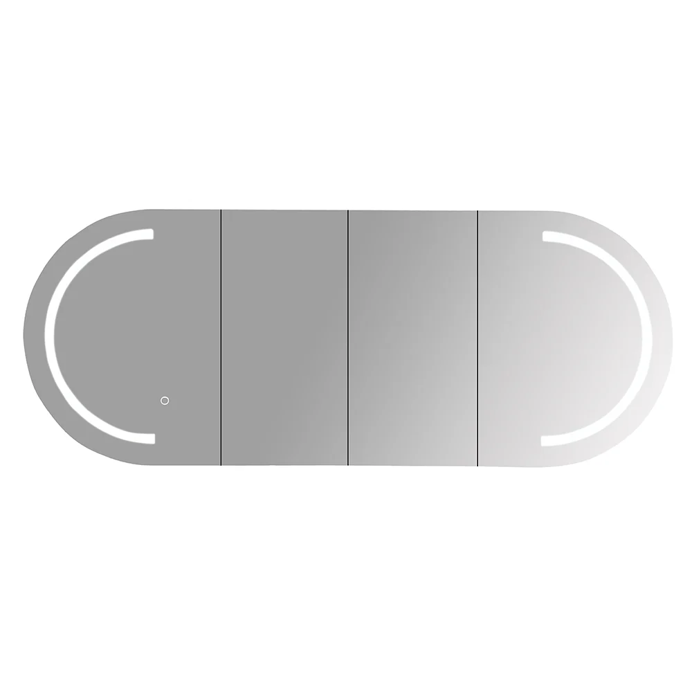 [50576] 1500x600x160mm Matt White Athena LED Oval PVC Shaving Cabinet Four Doors