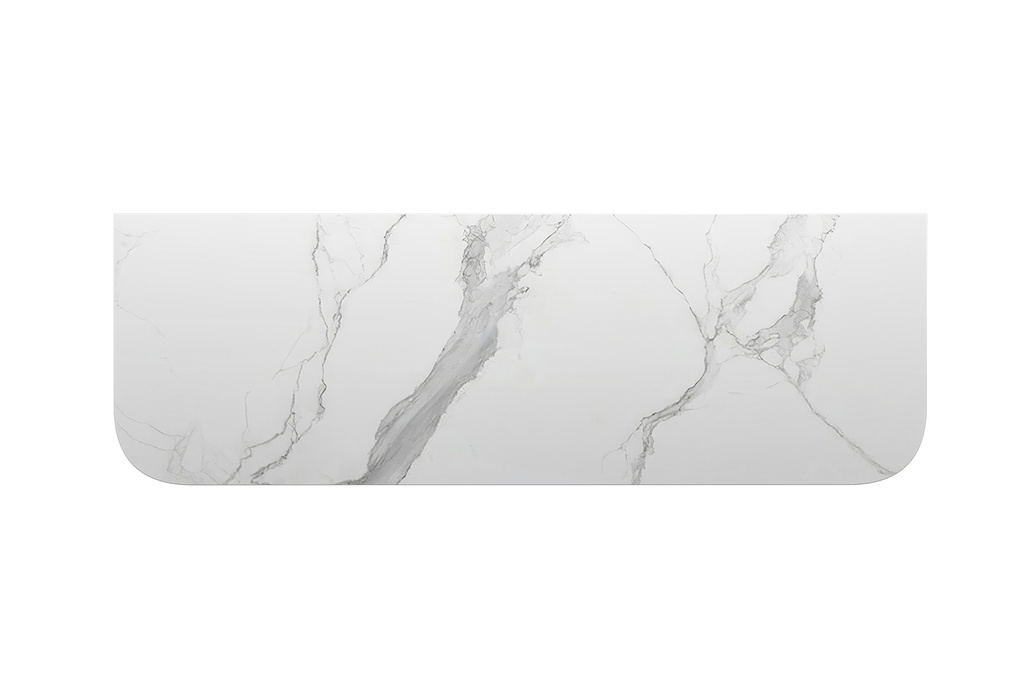 [90182/KC155ST-WM] 1500mm White Marble Look Sintered Stone Top Matte Finish Rounded Corner Benchtop