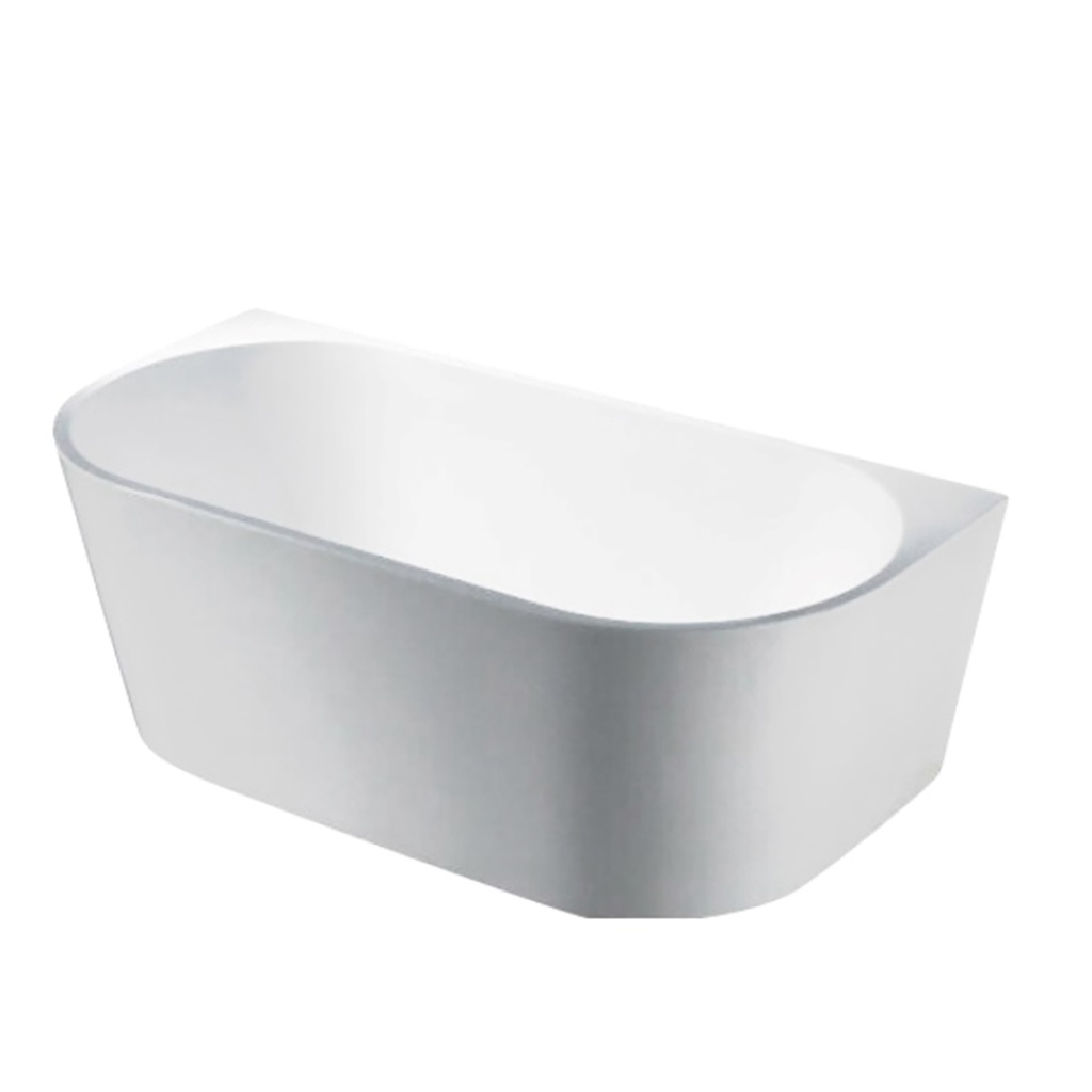 [75104/7132-1700] 1700mm Ellis Back To Wall Bathtub Gloss White Acrylic Round Edge