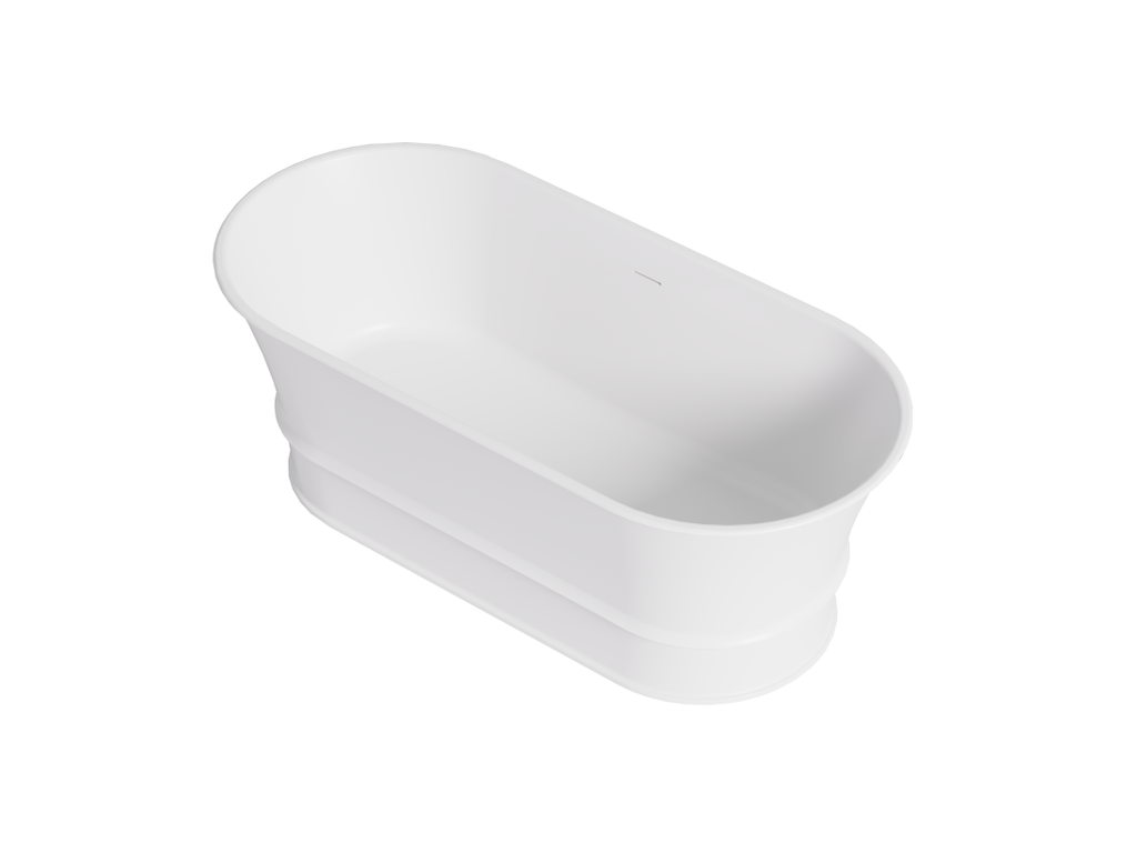 [55574] 1700X800X680mm Matt White Harold Solid Surface Stone Bath Integrated Overflow, 40mm Waste And Pipe Included