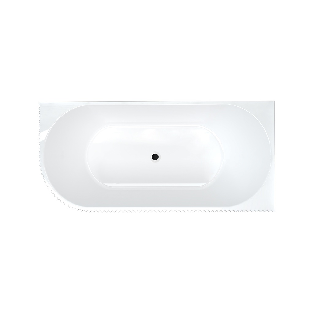 1700mm Kiama Grooved Gloss White Right Corner Fit Bathtub