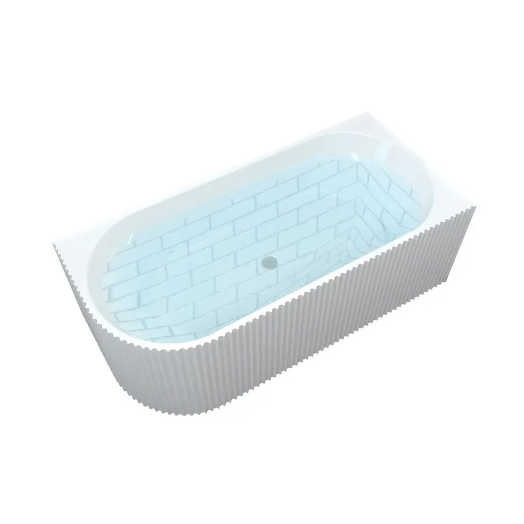 [75128/KBT1700-RC] 1700mm Kiama Grooved Gloss White Right Corner Fit Bathtub