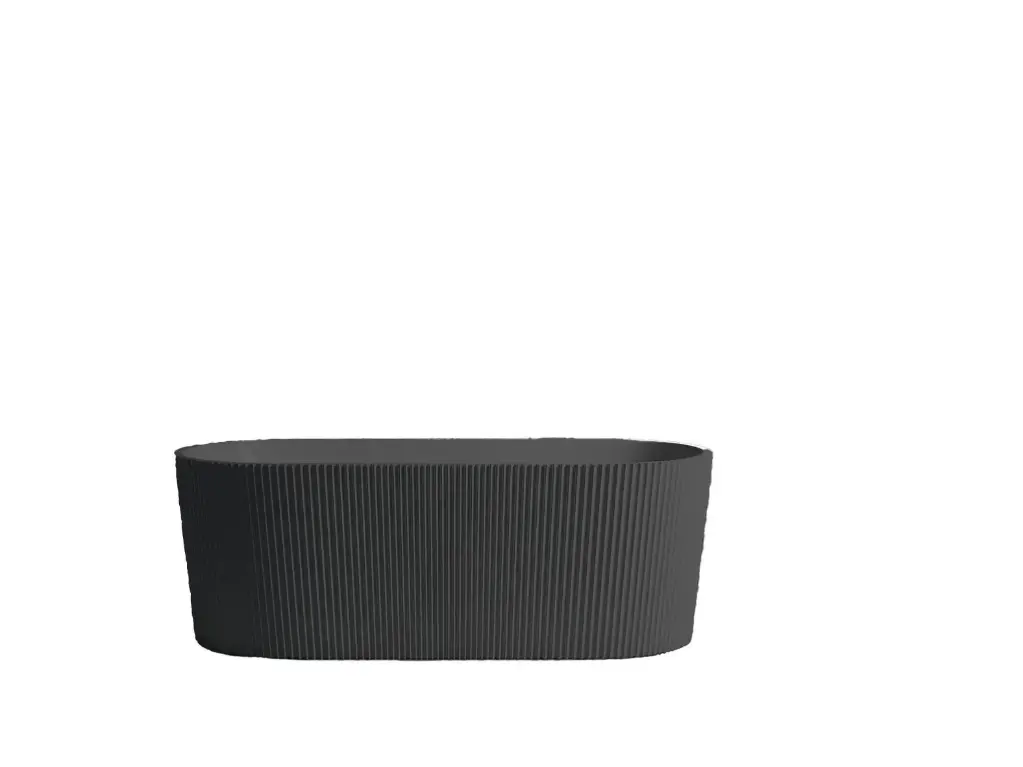 [55636] 1705X805X590mm Matte Black Agena Fluted Acrylic Free Standing Bath None Overflow 40mm Waste+Pipe Supplied