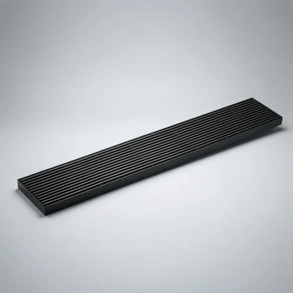 [55718] 1800*100*21mm Electroplated Gun metal Grills Drain Centre Outlet 80mm