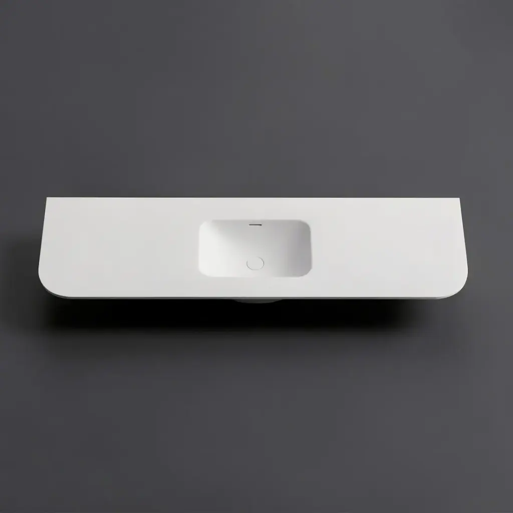 [56090] 1805X505X140 Matte White Aruro Solid Surface Stone Basin