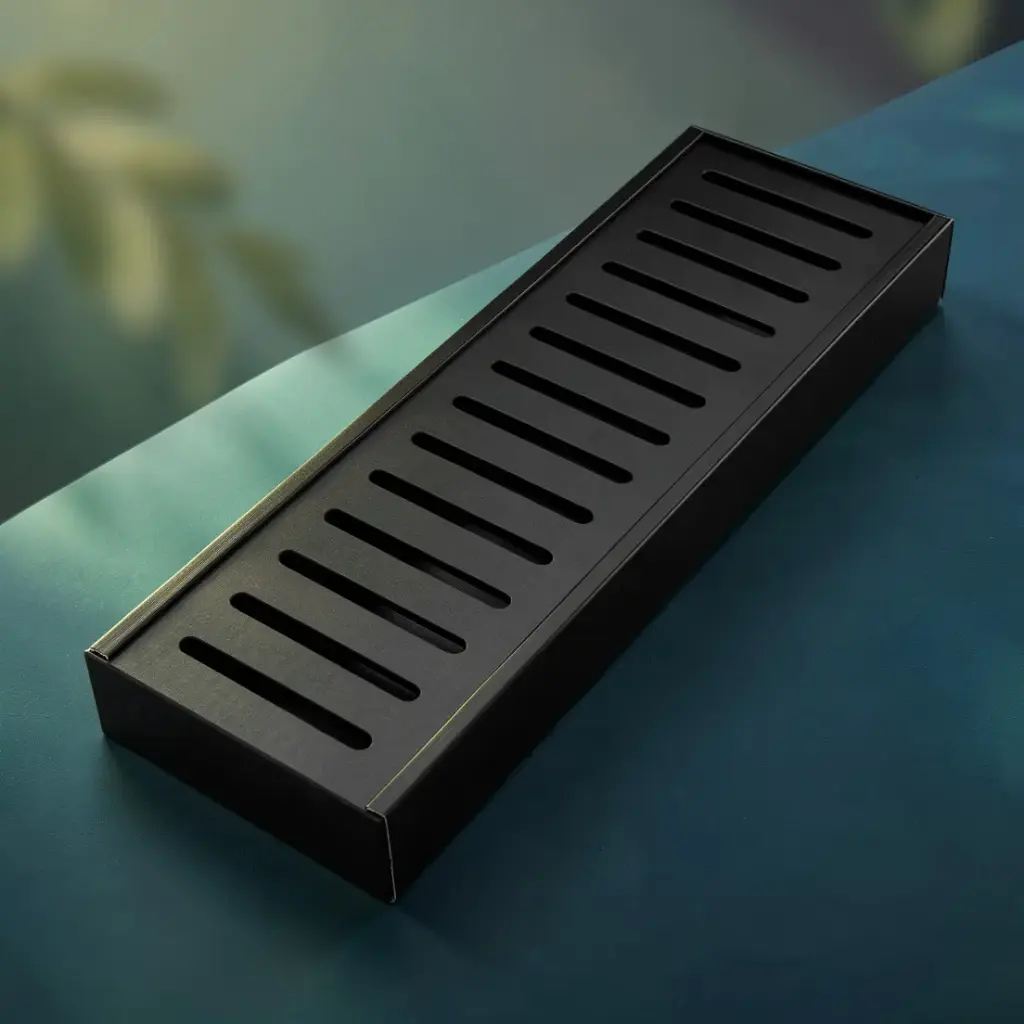 [41444] 300*100*26mm Lauxes 'Celleni' Aluminium Midnight Wide Floor Grate Black