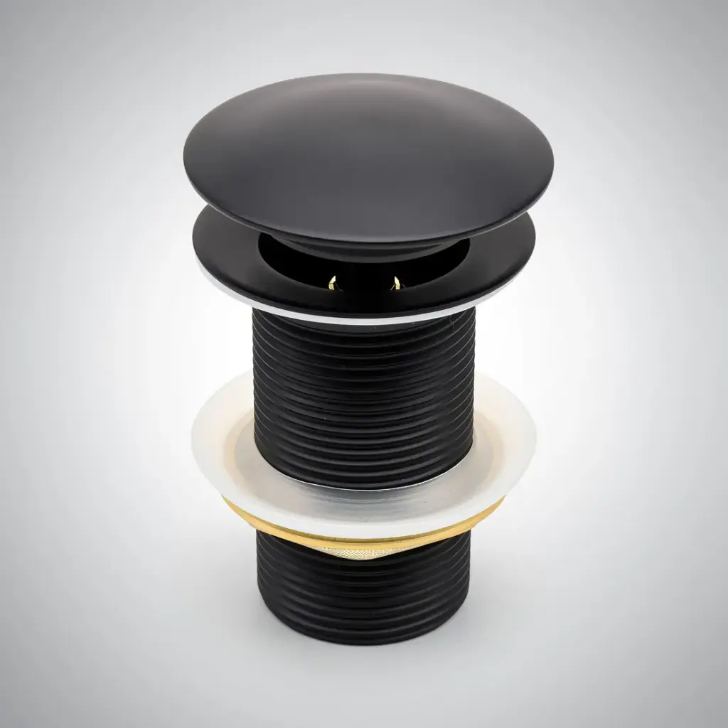 [40486] 32/40mm Black Mushroom Solid Brass Basin Pop Up Waste NO Overflow