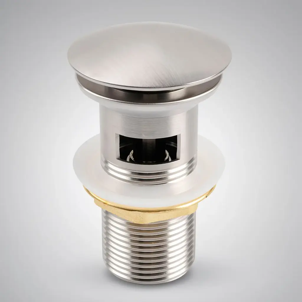 [40493] 32/40mm Brushed Nickel Mushroom Solid Brass Basin Pop Up Waste with Overflow