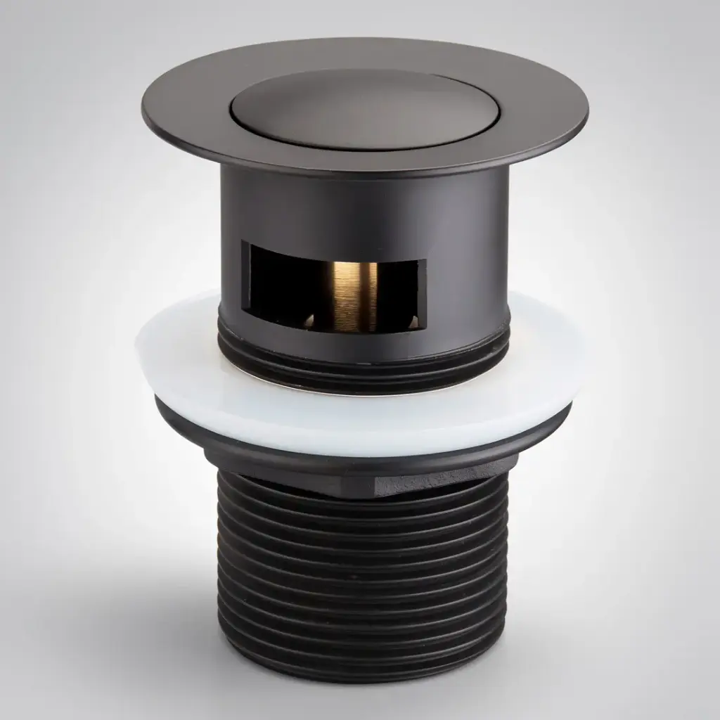 [50275] 32/40mm Matt Black Solid Brass Basin Pop Up Waste With Overflow