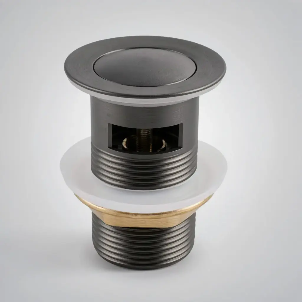 [40483] 32/40mm Solid Brass Basin Pop Up Waste with Overflow Gun Metal Grey