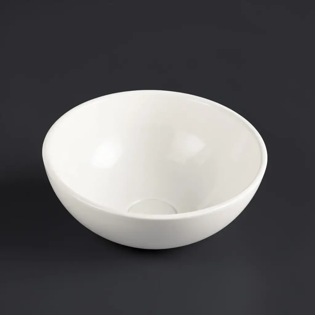 [90127/AC3232R] 320x320x140mm Round Gloss White Ceramic Above Counter Basin Non-overflow
