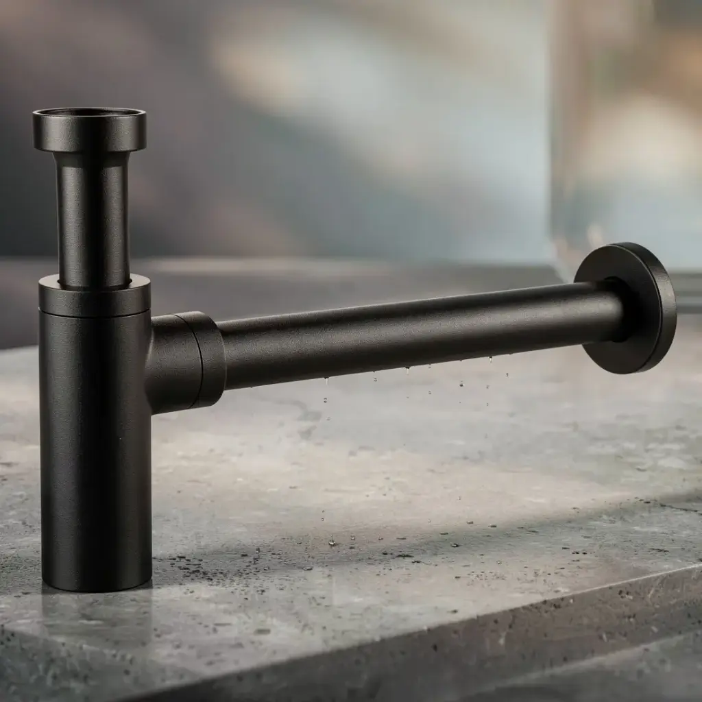 32mm/40mm Matt Black Brass Basin Bottle Trap Round