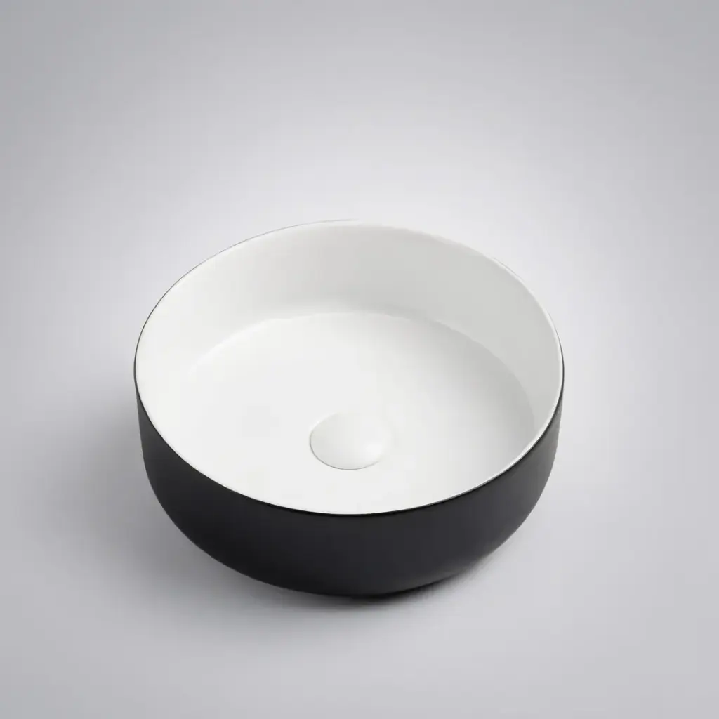 355*355*120mm Sasso Black&White Above Counter Round Basin