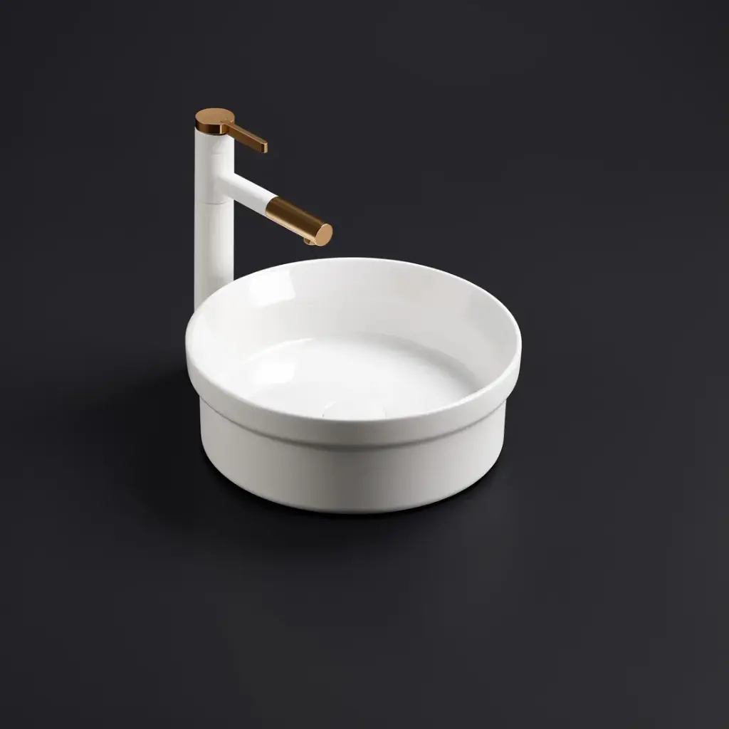 [55525] 365*365*125mm Matte White Olley Fine Ceramic Insert Art Basins No Overflow,32mm Waste
