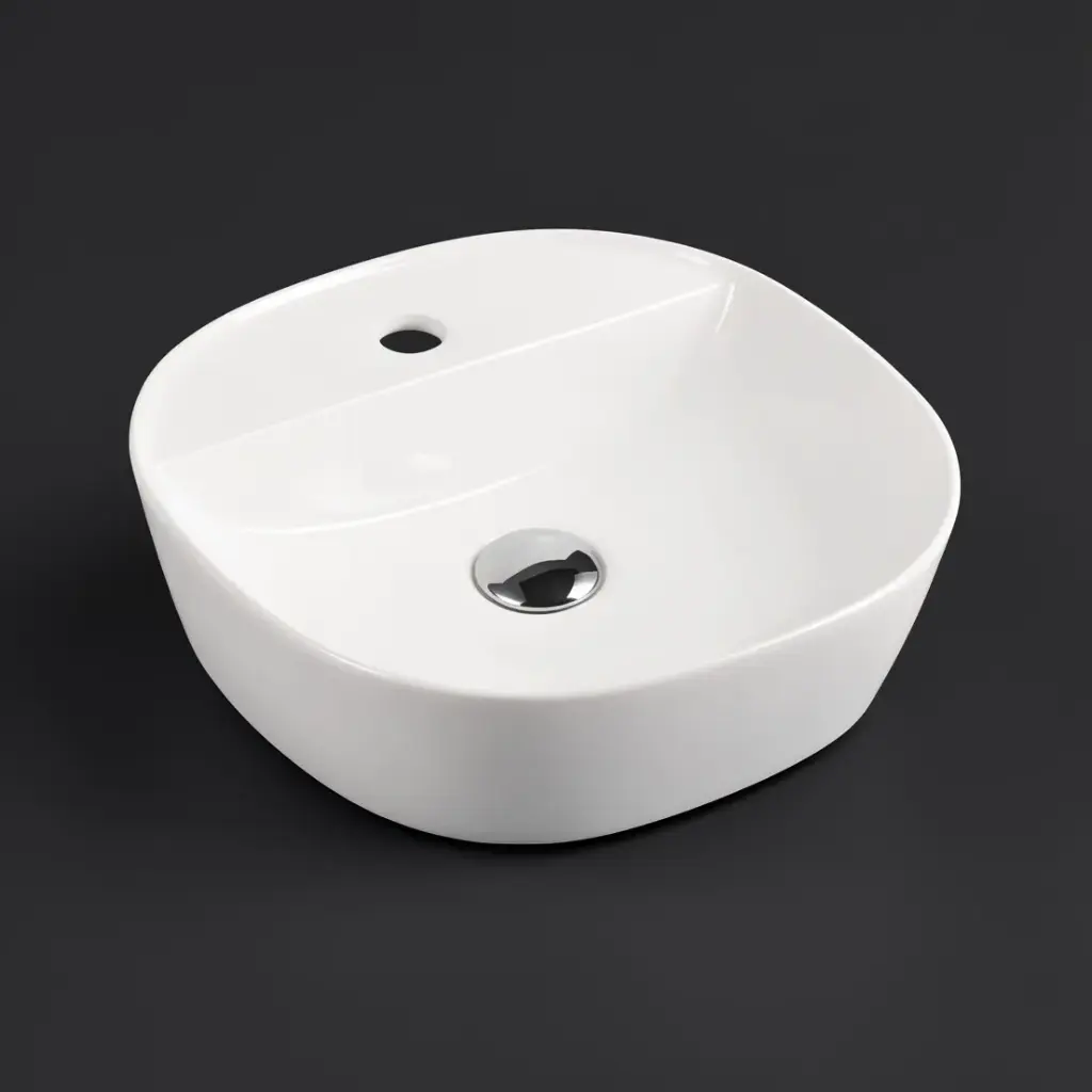 400x400x120mm Square Gloss White With 1 Tap Hole Ceramic Above Counter Basin Non-overflow