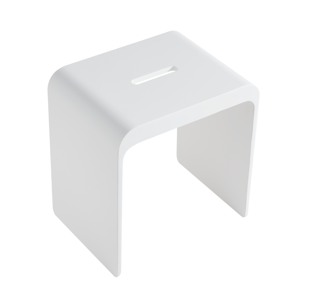 [55651] 400X300X430mm Matt White Chasey Solid Surface Stone Bath Stool