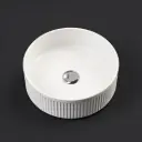 400x400x130mm Round Fluted Goss White Ceramic Art Basin Above Counter Basin Non-overflow