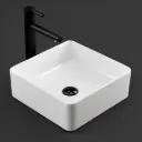 410x410x135mm Square Gloss White Ceramic Above Counter Basin Non-overflow