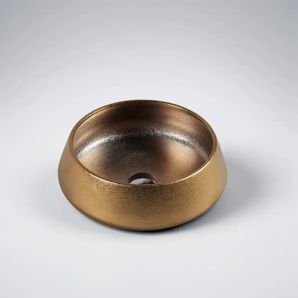 [50057] 410*410*140mm Counter-Top Circular Art Gold Basin