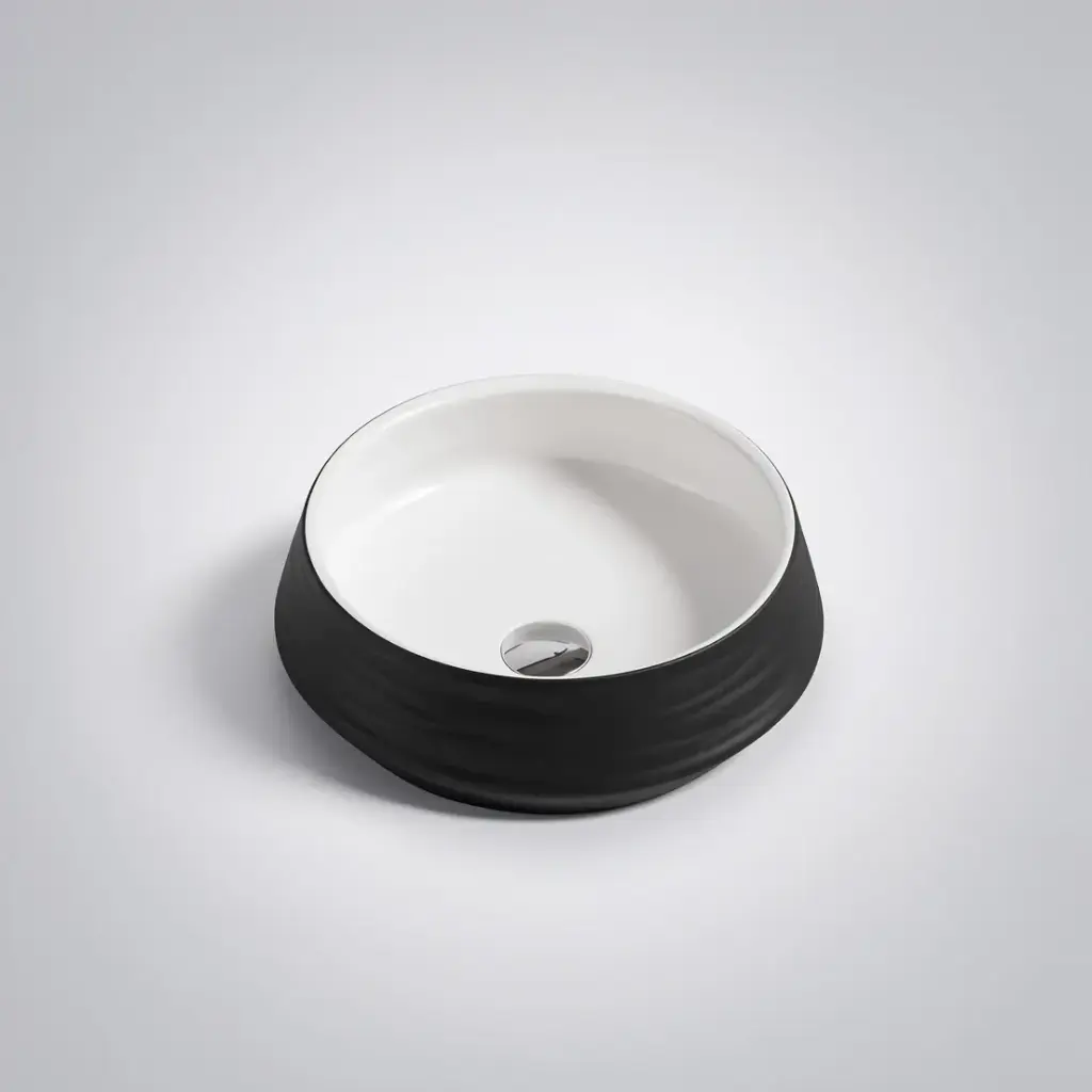 [50060] 410*410*140mm Counter-Top Circular Black/White Basin