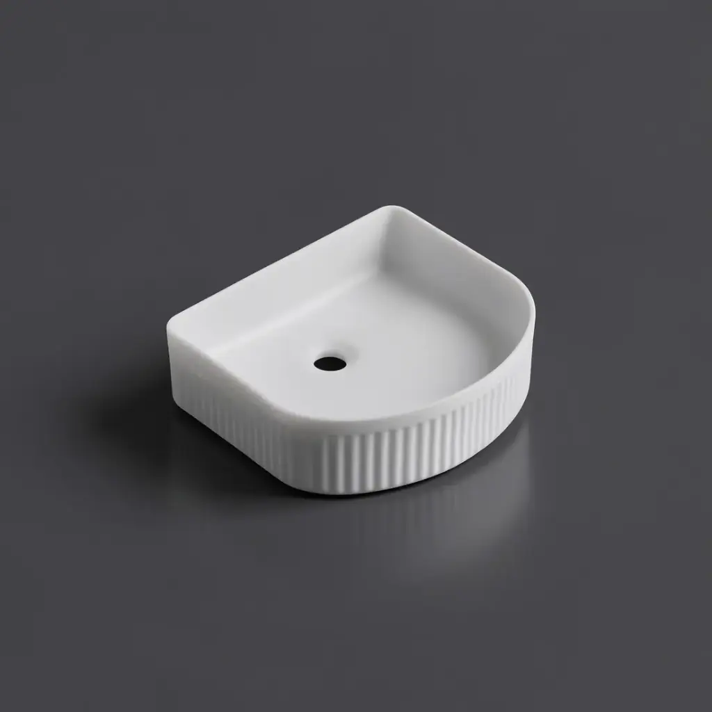 415*365*120mm Cora Above Counter Fluted Matt White Arch Basin