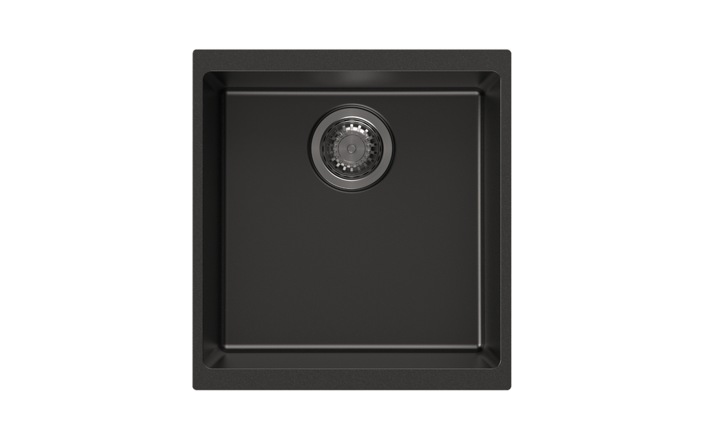 [41390] 430*460*200mm Carysil Black Single Bowl Granite Kitchen/Laundry Sink Top/Flush/Under Moun