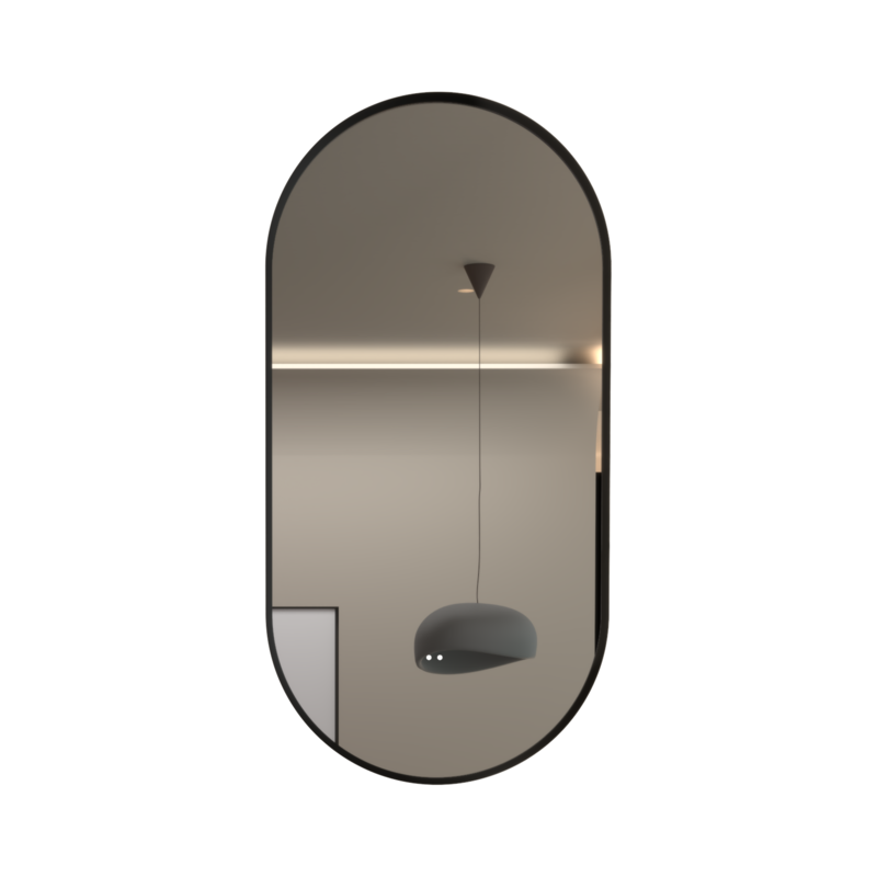 [86133/OVF4590BM-MB] 450×900mm Matte Black Framed Oval 3 Color Backlit LED Mirror With Touchless Sensor Switch