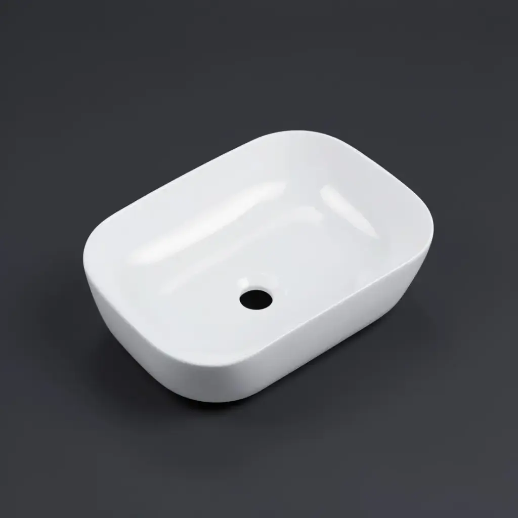 [90138/AC4632S] 460x320x135mm Rectangle Gloss White Ceramic Above Counter Basin Non-overflow