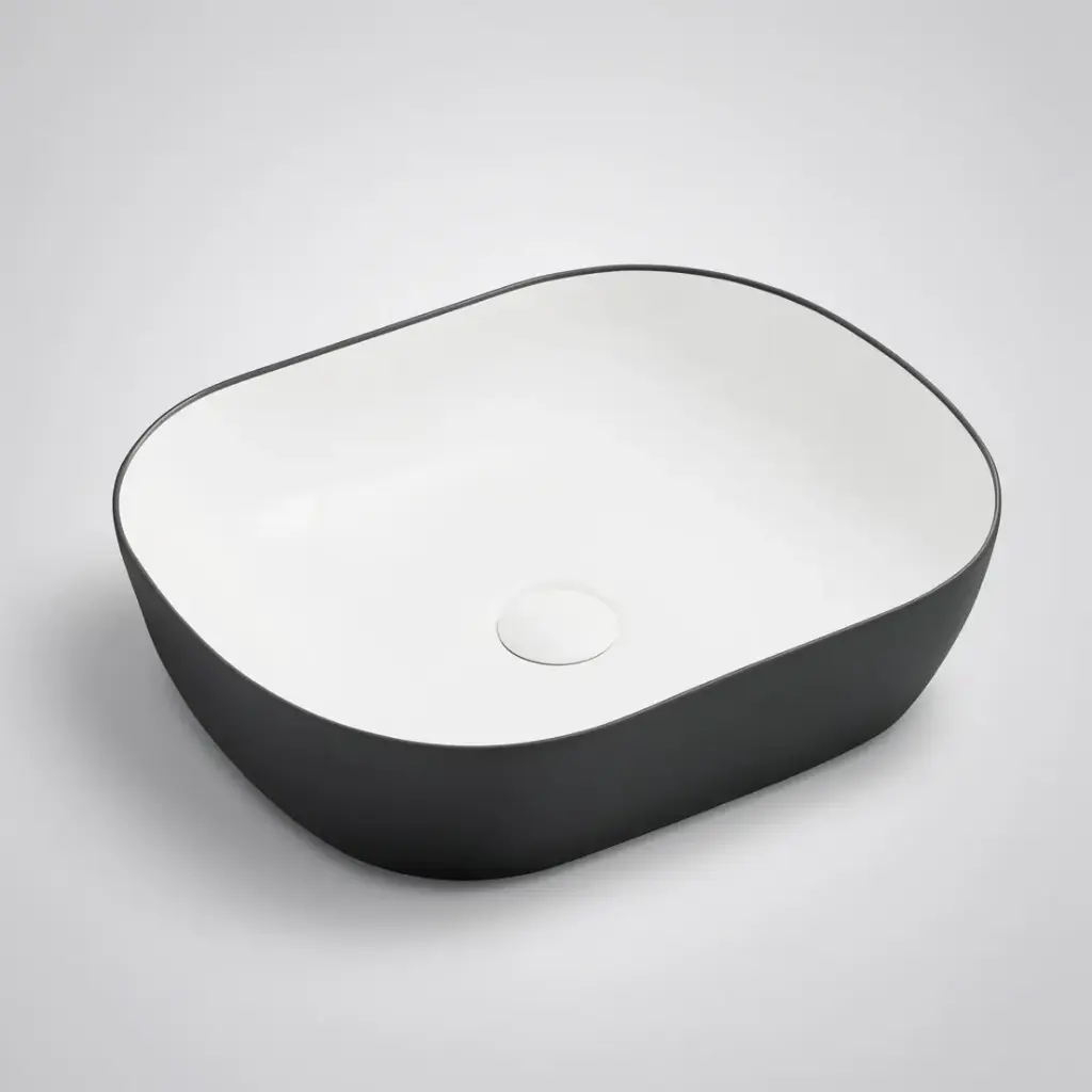 [50012] 465*375*115mm Black&White Above Counter Round-Edge Basin