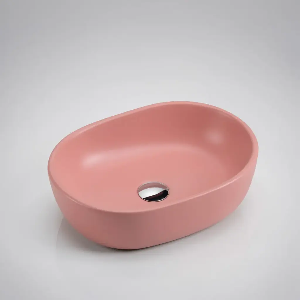 470*340*130mm Oval Matt Pink Above Counter Basin