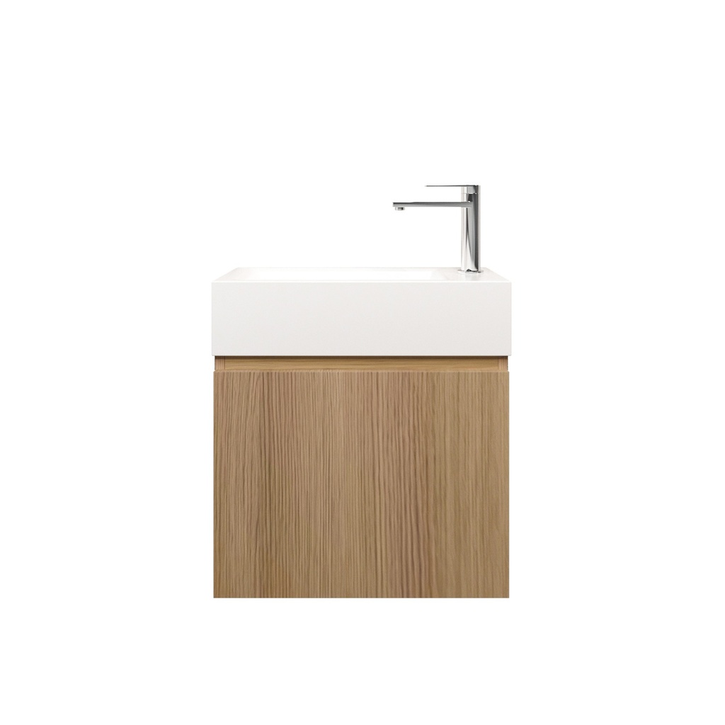 [94019/PJ-VA-R] 500mm Natural Oak Laminated Particle Board 1 Right Hinged Door Wall Hung Vanity Cabinet Only