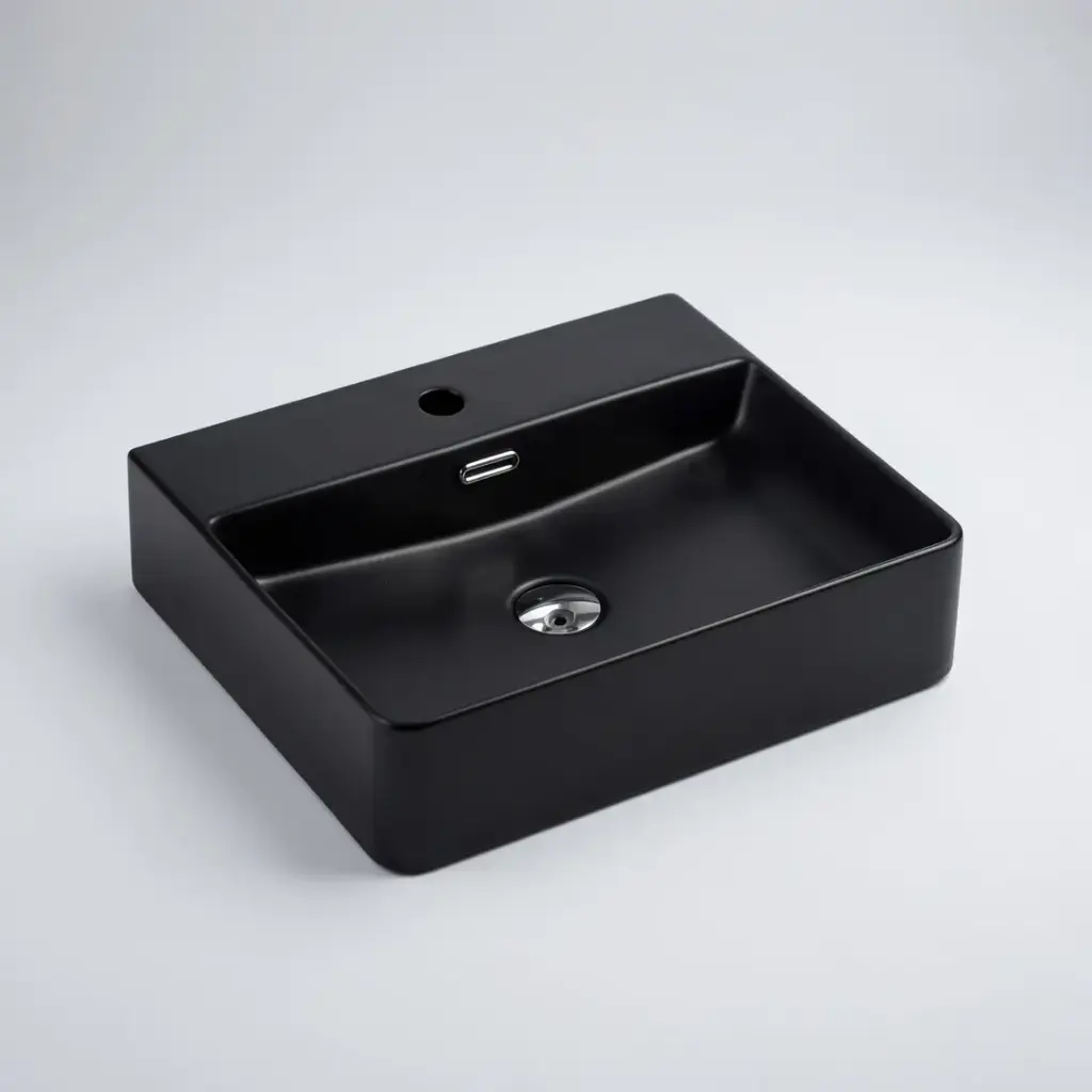 [50037] 500*420*120mm Matt Black Wall Hung Above Counter Rectangular Basin