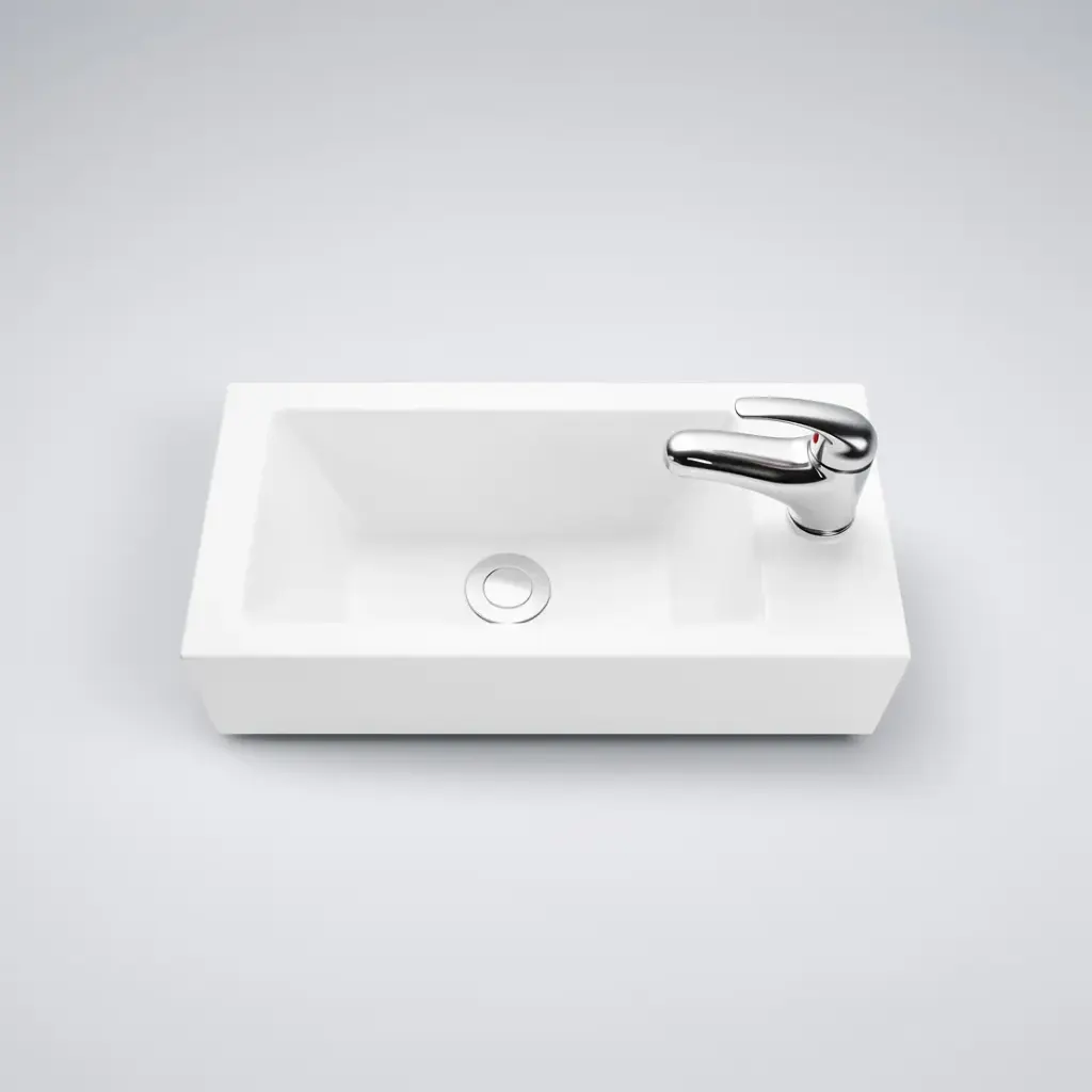 500x245x125mm Gloss White Ceramic Top Right Tap Hole