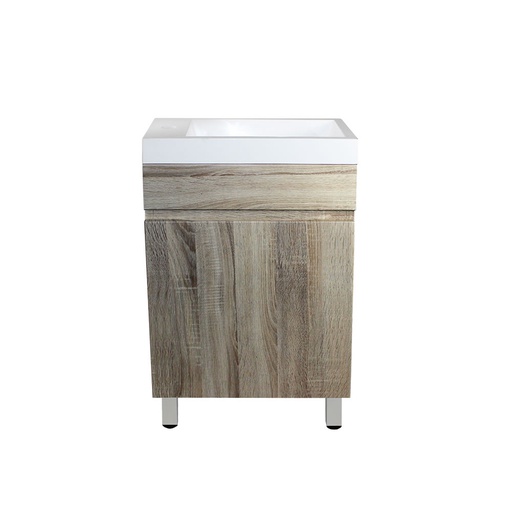 [93029/WO5025L] 500mm White Oak MDF 1 Door Freestanding Bathroom Vanity Cabinet Only