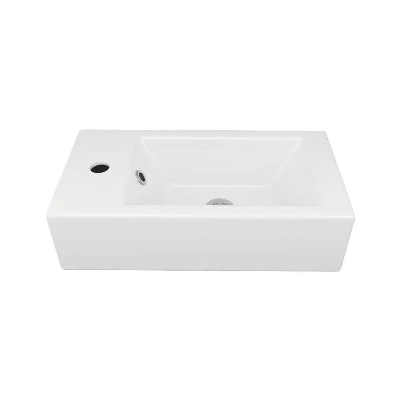 [90215/CT5125L] 510Lx255Dx150Hmm Gloss White Ceramic Top Left Tap Hole