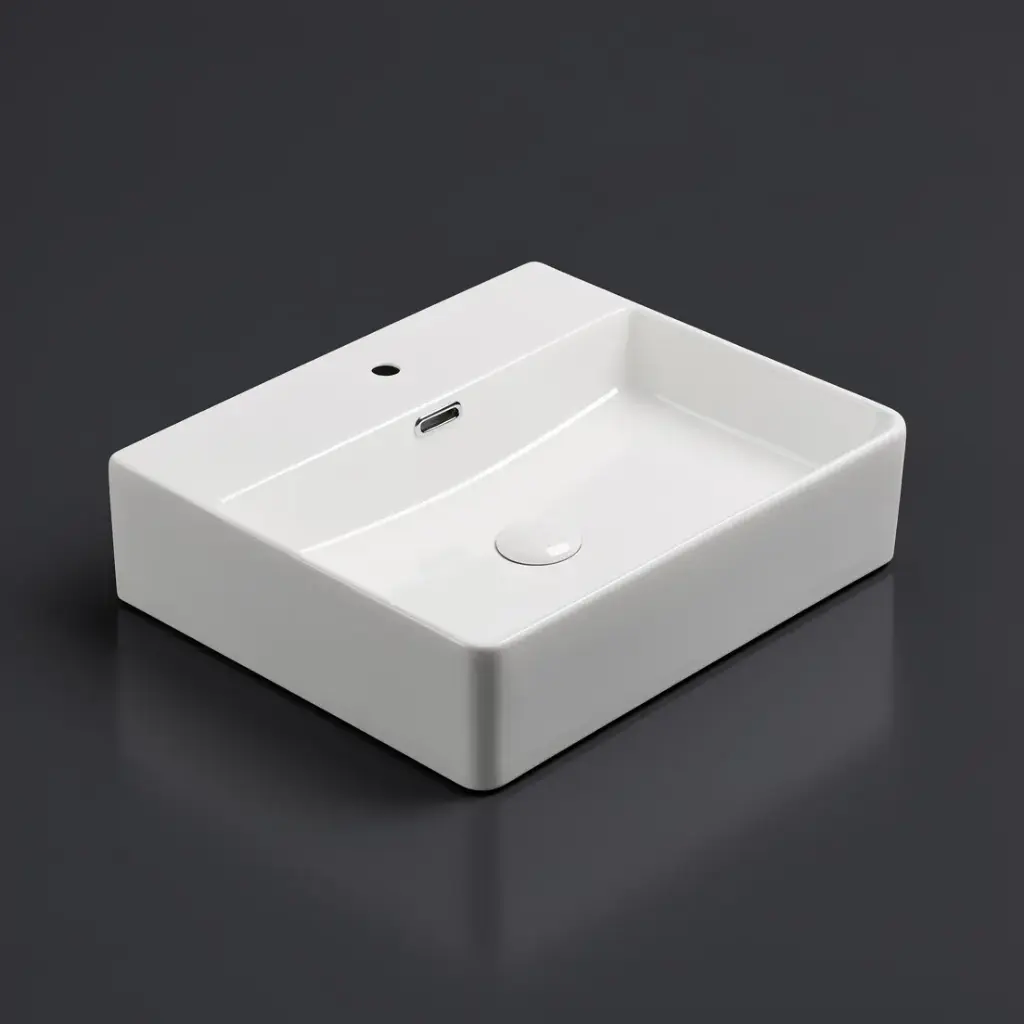 [55505] 515*425*135mm Matt White Kliff Fine Ceramic Wall Hung/Above Counter Basin No Tap Hole With Overflow,32mm Waste,No Tap Hole