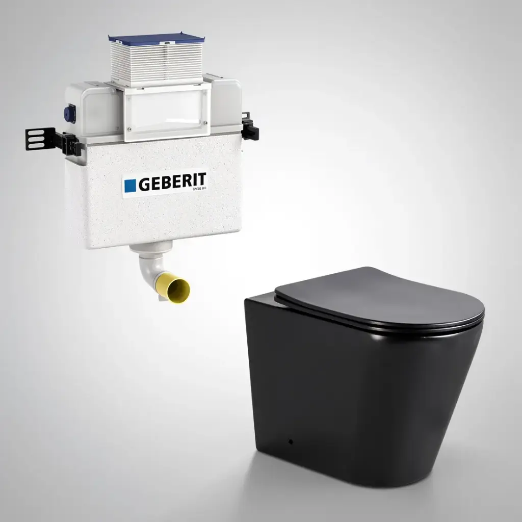 [56173] 545*360*140mm Acadiageberit Lower Counter Inwall Floor Toilet Suite Tornado Rimless Matte Back Wall Faced Floor Pan