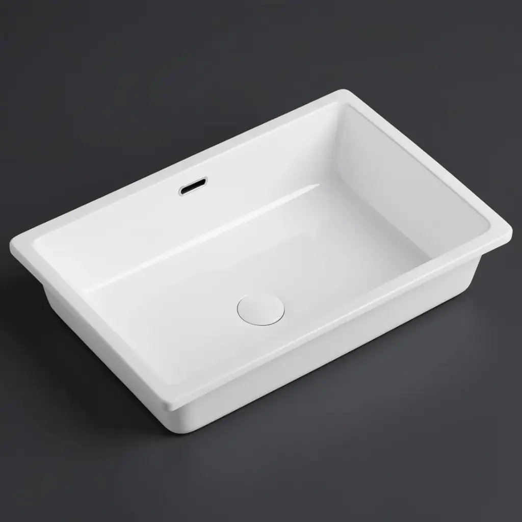 [55512] 545*380*180mm Gloss White Crete Fine Ceramic Under Counter Basin With Overflow,32mm Waste