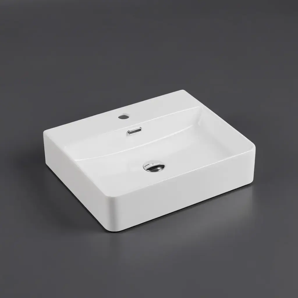 [50140] 560*420*120mm Wall Hung Rectangular Basin With Mixer Hole