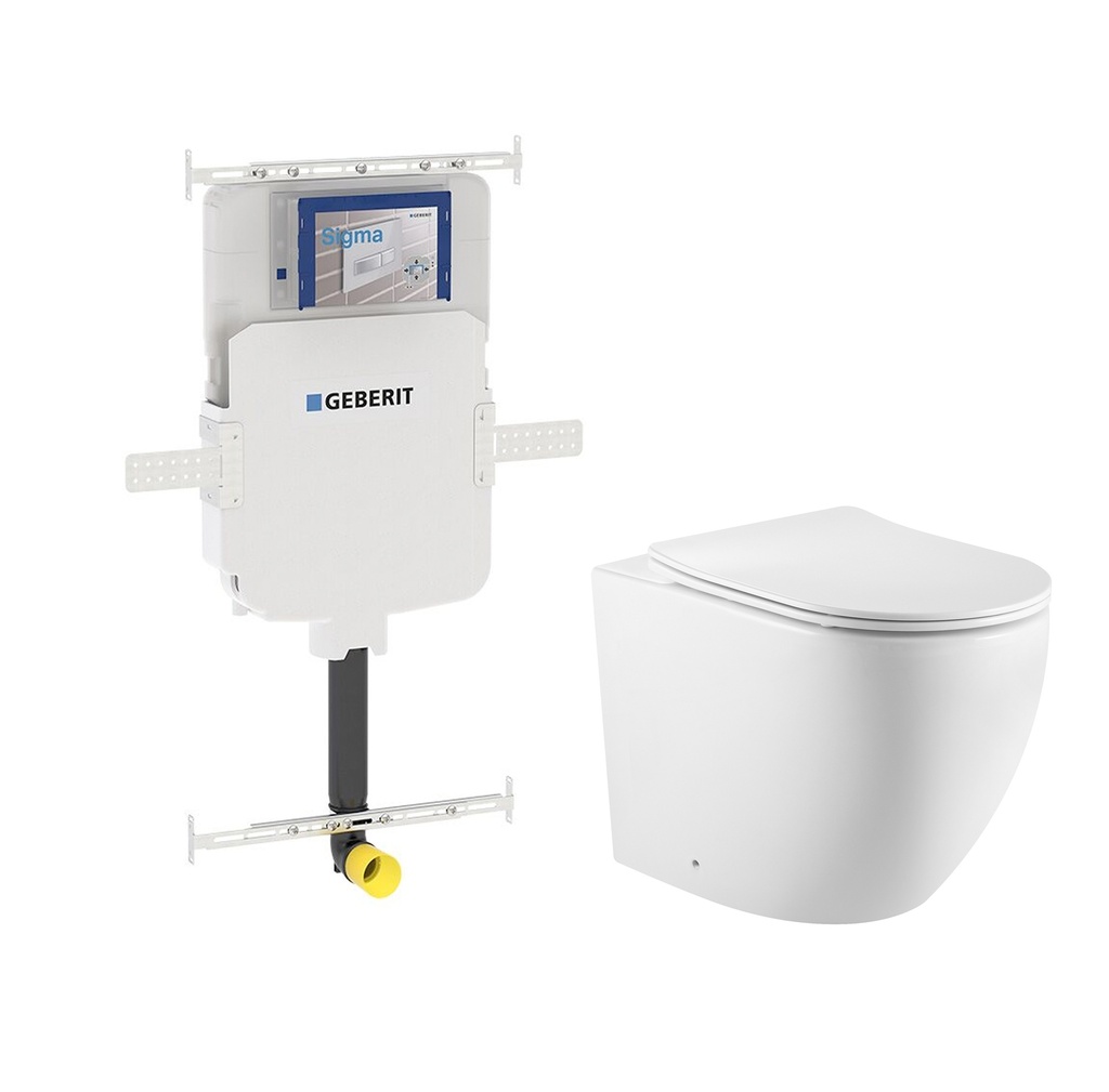 [56165] 560X365X420mm Procida Geberit Inwall Floor Toilet Suite Rimless Wall Faced Floor Pan