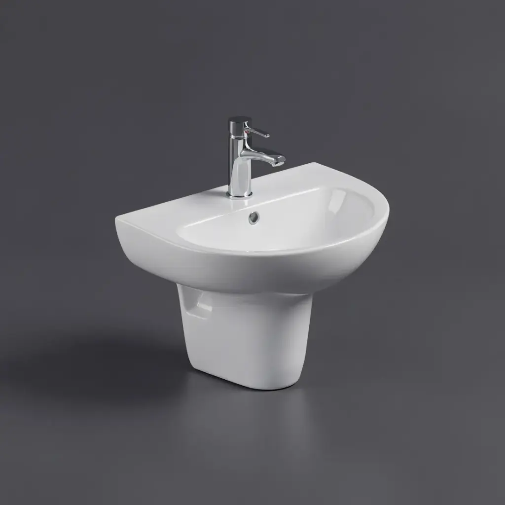 [55493] 565*445*200mm Gloss White Carrida Fine Ceramic Wall Hung Care Basin Tap Hole Overflow,32mm Waste