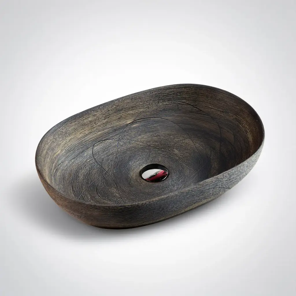 [50061] 585*400*125mm Oval Natura Oak Above Counter Basin